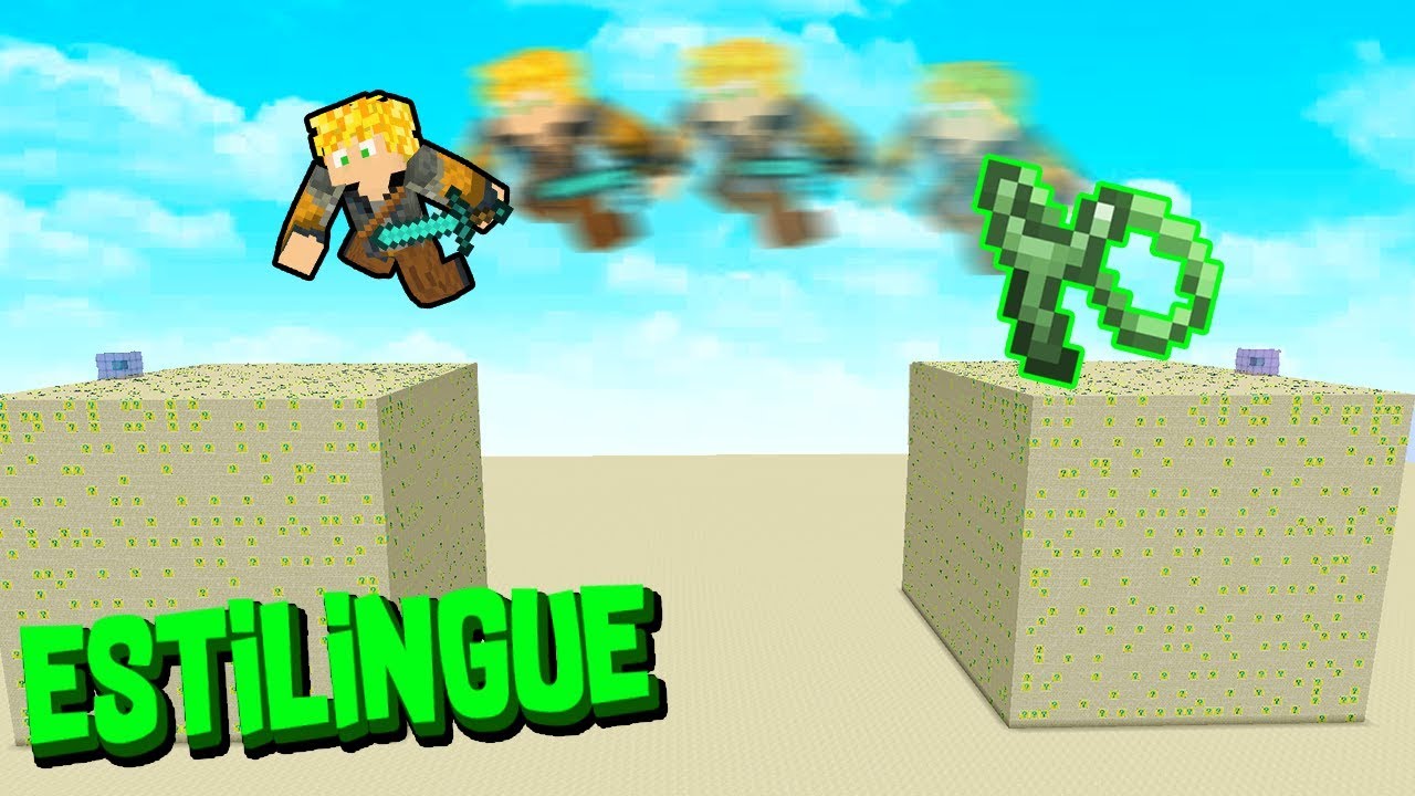 CUB&Atilde;O DE LUCKY BLOCK VOEI DE UM CUB&Atilde;O AO OUTRO USANDO UM ESTILINGUE HUMANO NO MINECRAFT