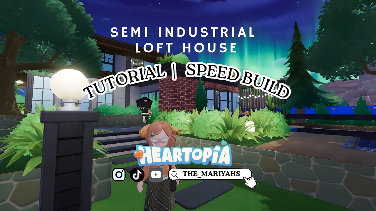 Heartopia Semi-Industrial Loft House Tutorial (9Plots) | Greenhouse + Pool Design Build Guide
