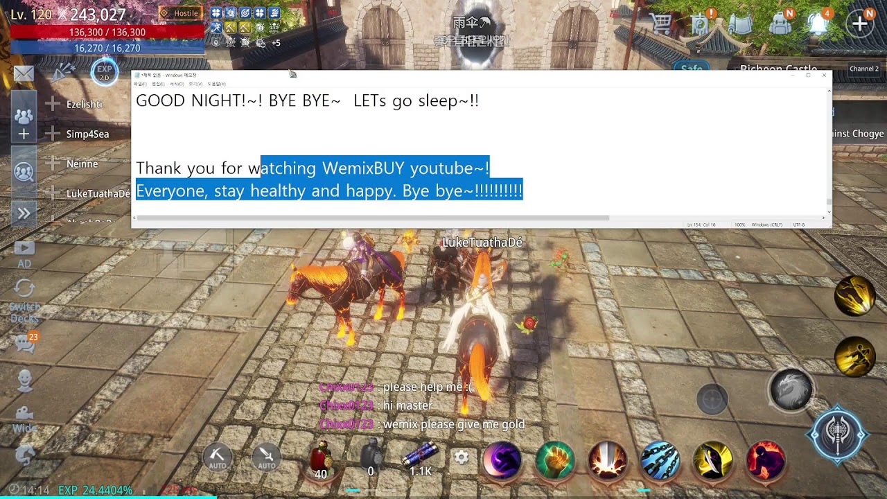 [Mir4 Global] [ Thanks for watching. GOOD BYE MIR4]MY Account sell~  offer discord id: WemixBUY#4659