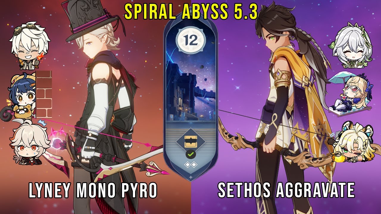 C0 Lyney Mono Pyro and C2 Sethos Aggravate | Genshin Impact Abyss 5.3 Floor 12 9 Stars