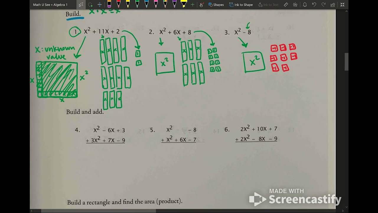 Math U See Algebra 1 Lesson 20: Intro to Polynomials