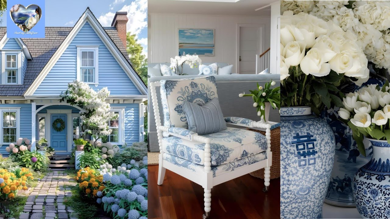 New🦋 ELEGANT BLUE & WHITE: Create & Build Cottage Haven Decor Ideas for Every Room W/ Vintage Appeal