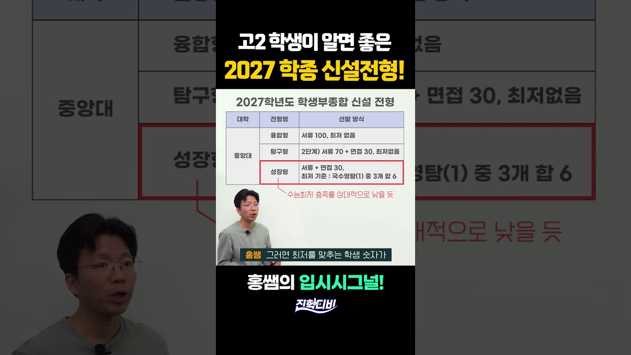 고2 학생이 알면 좋은 2027 학종 신설전형!｜입시시그널📚
