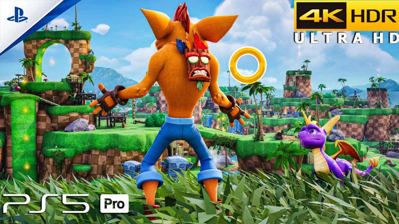 Fortnite (PS5 Pro) 4K 120FPS HDR Gameplay | Crash Bandicoot Skin + Spyro Pet