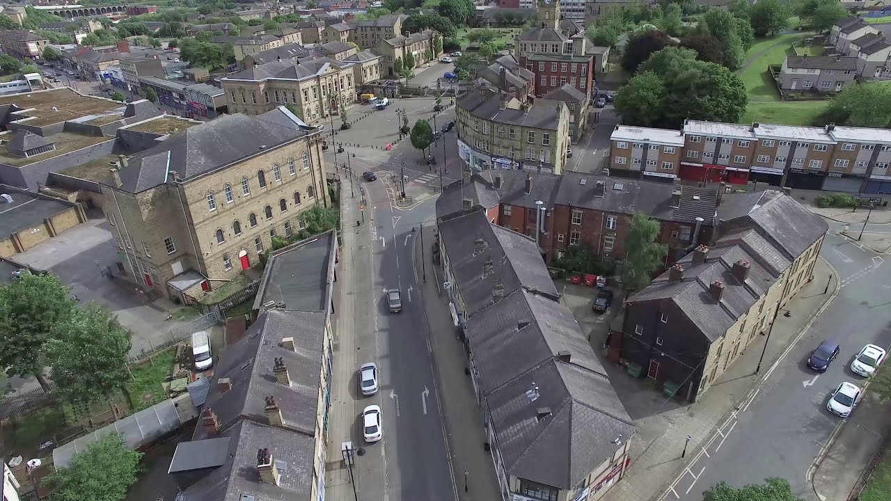 Batley Town & Shopping Areas By Quadcopter in 4K