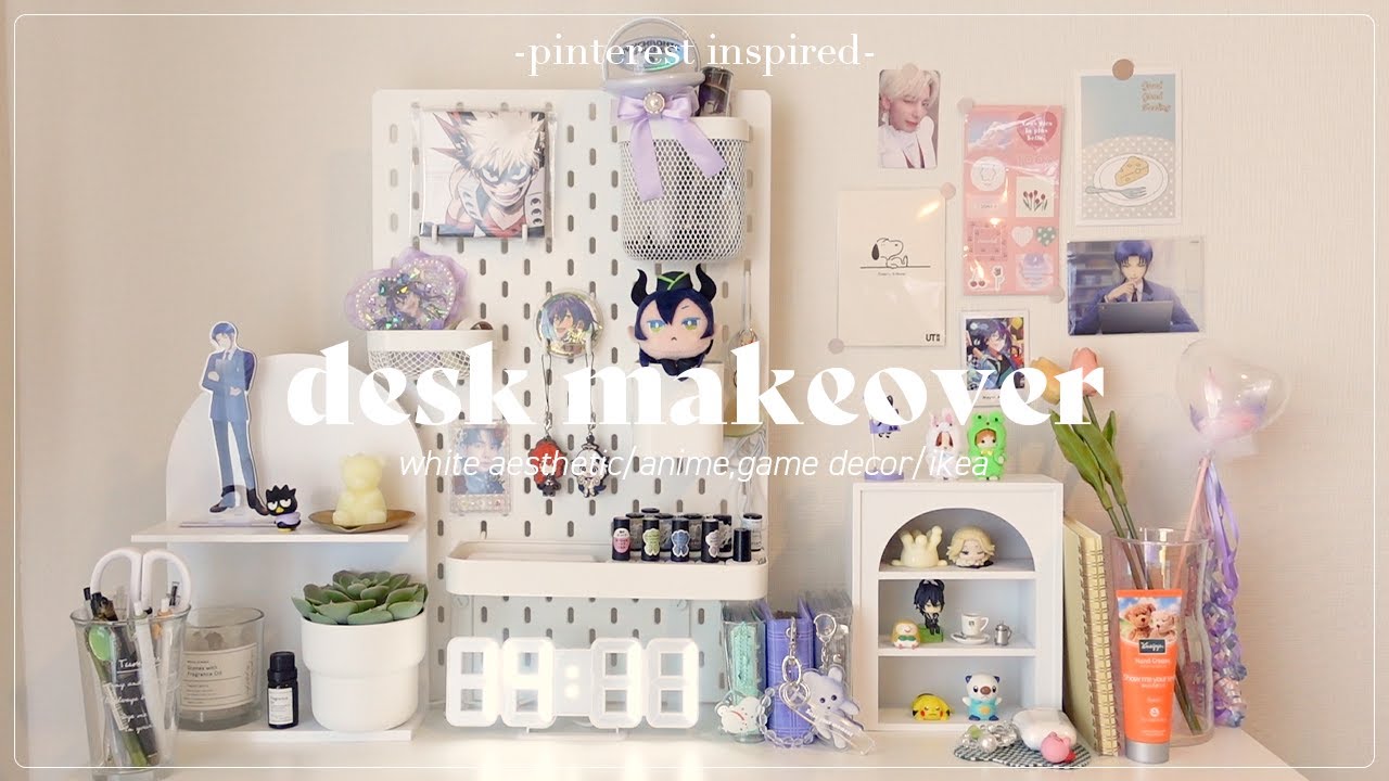 オタ活作業用デスク模様替え🪴ikea/3coins購入品┊aesthetic desk makeover -pinterest inspired + anime/game themed- (ENG