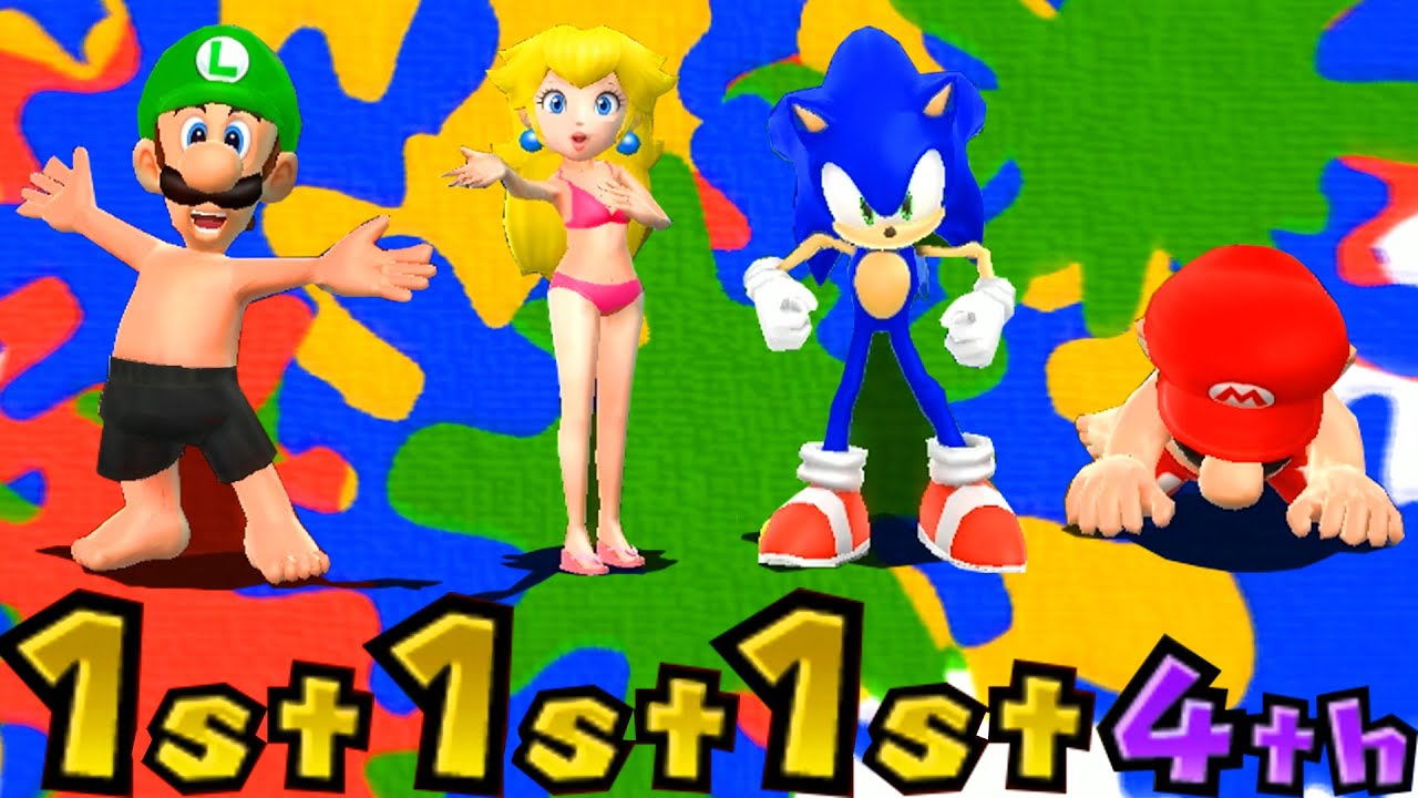 【マリオパーティ9】ミニゲームルイージVsマリオVsピーチVsソニック(COM最強 たつじん)