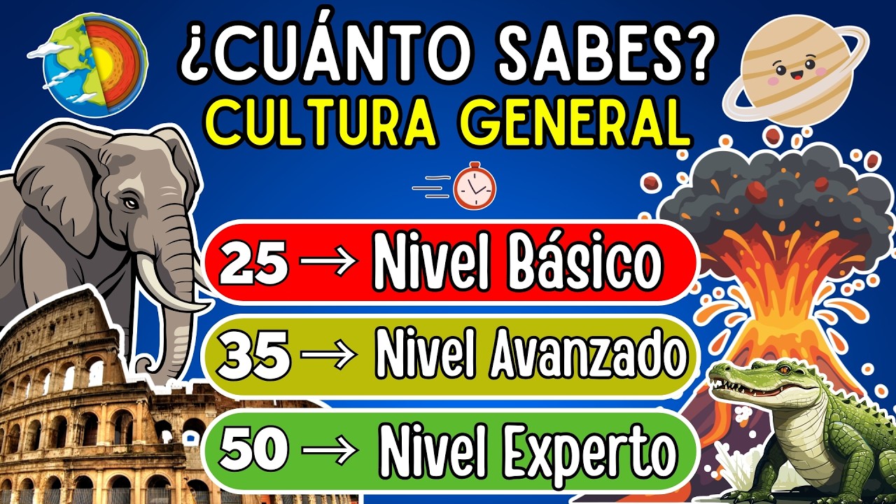 ¿CUÁNTO SABES DE CULTURA GENERAL? 🧠🌍 | 50 Preguntas para Poner a Prueba tu Conocimiento 🤓📚