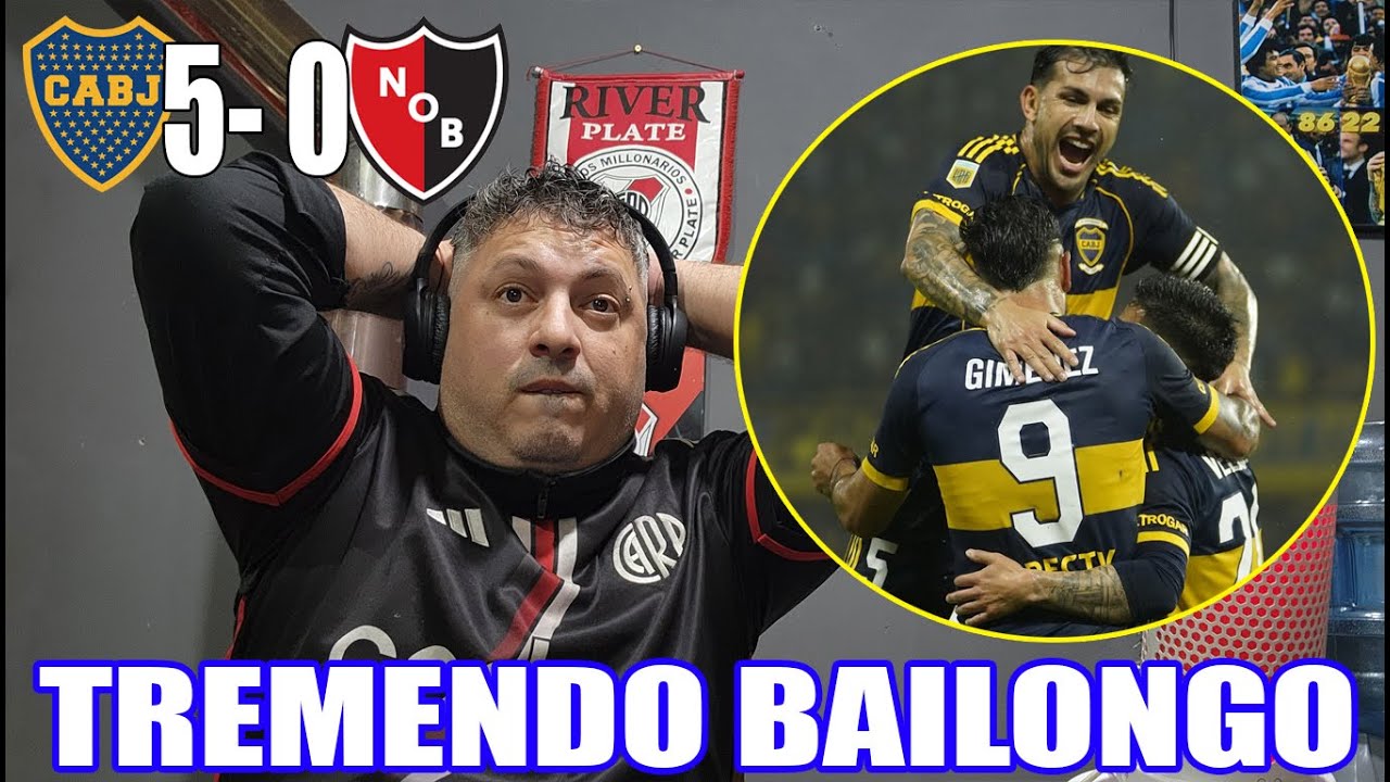BOCA 5 vs NEWELLS 0 REACCION DEL HINCHA DE RIVER