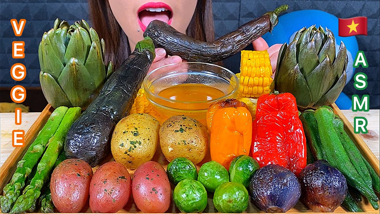 EATING ROASTED VEGGIE PLATTER *MAKAN SAYURAN PANGGANG भुनी हुए सब्जियां ASMR