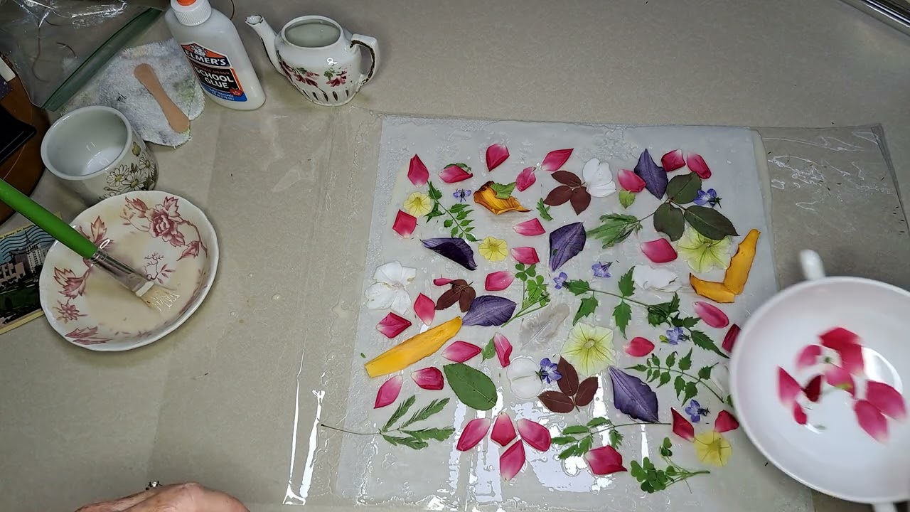 FAUX RICE PAPER - Part 2: Adding Botanicals using Napkins & Glue