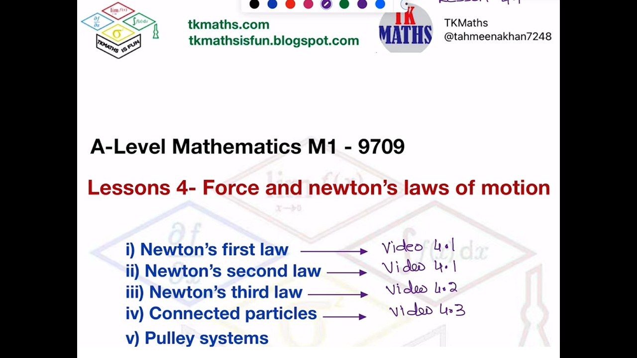 14. TKMaths A Level Math M1 Newton's Law lesson 4.1