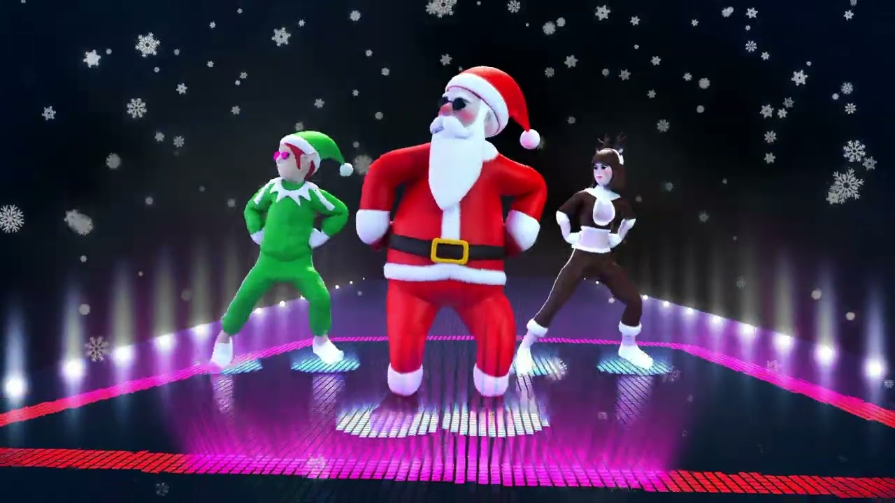 Santa Claus Dancing on Neon Lights | Christmas Party Loop (10 Hours) 4K