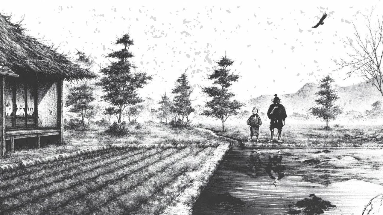 Meditating with Musashi from Vagabond seeing the emptiness of existence.