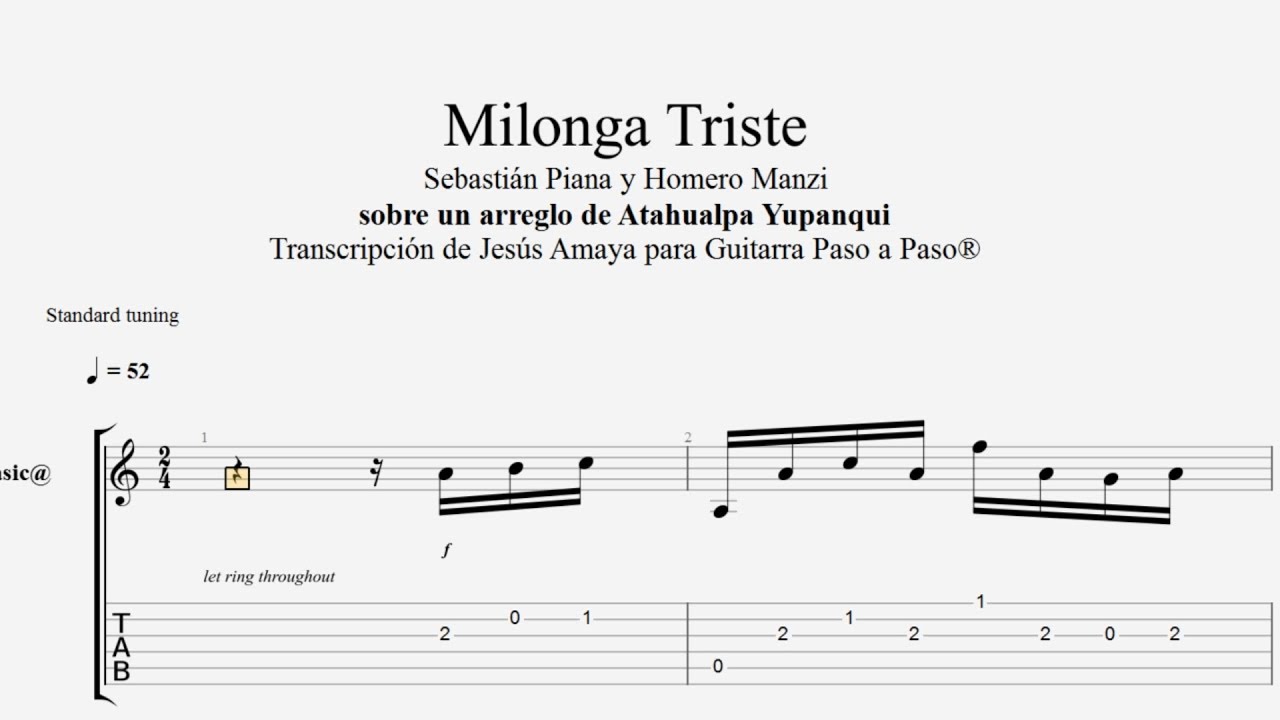 Milonga Triste - versión Yupanqui Tablatura por Jesús Amaya...