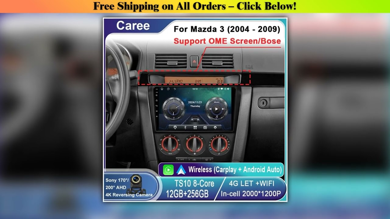 Unboxing Android Wireless Carplay For Mazda 3 2004 2005 2006 2007 2008 2009 Car Radio With BOSE Mul