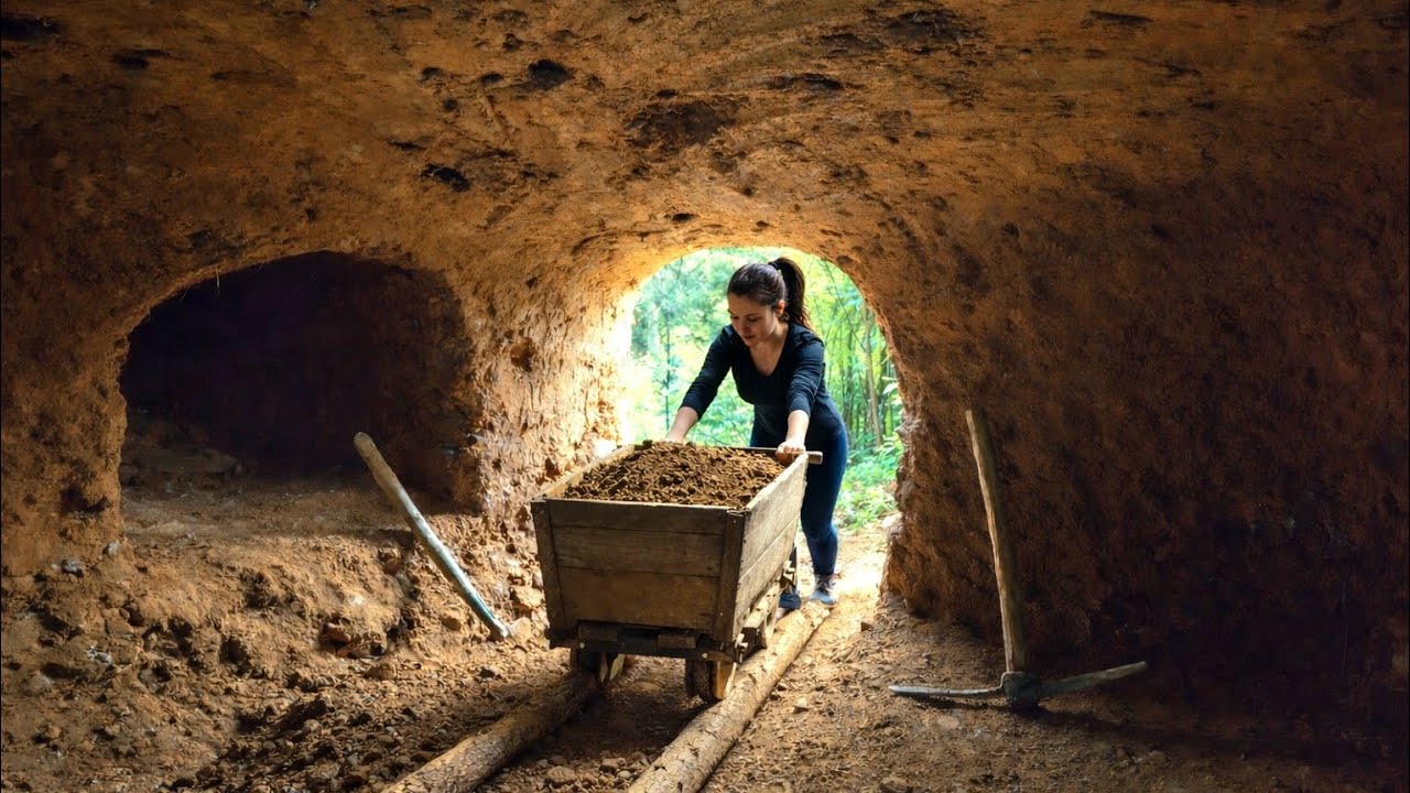 100 Days of Building an Underground Shelter and Surviving Alone in the Jungle