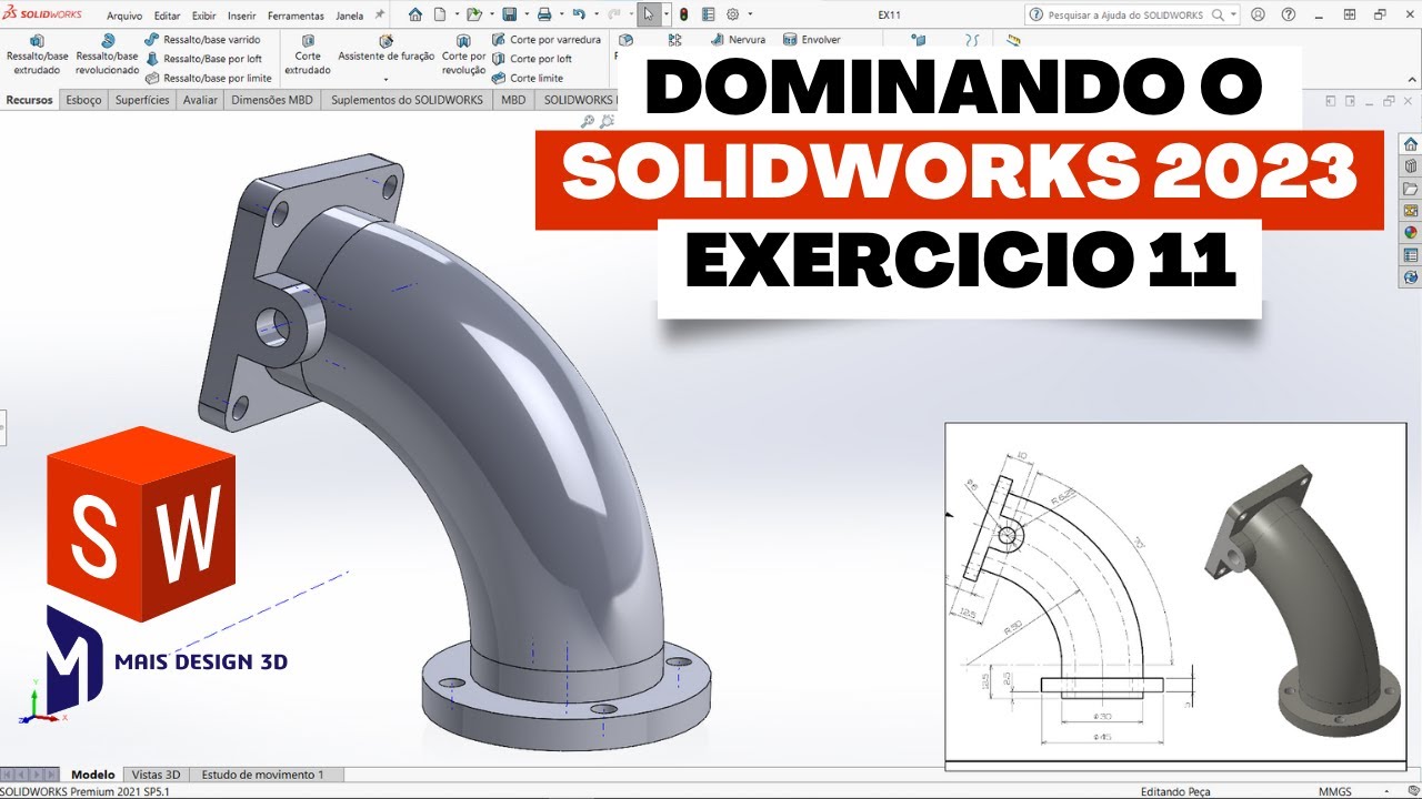 APRENDA SOLIDWORKS EM 2023 | EXERCICIO 11
