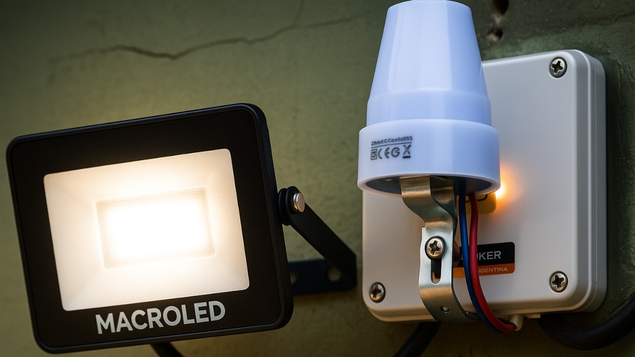 Instalacion Fotocontrol y Reflector. Como instalar Fotocontrol, fotocelula o crepuscular.