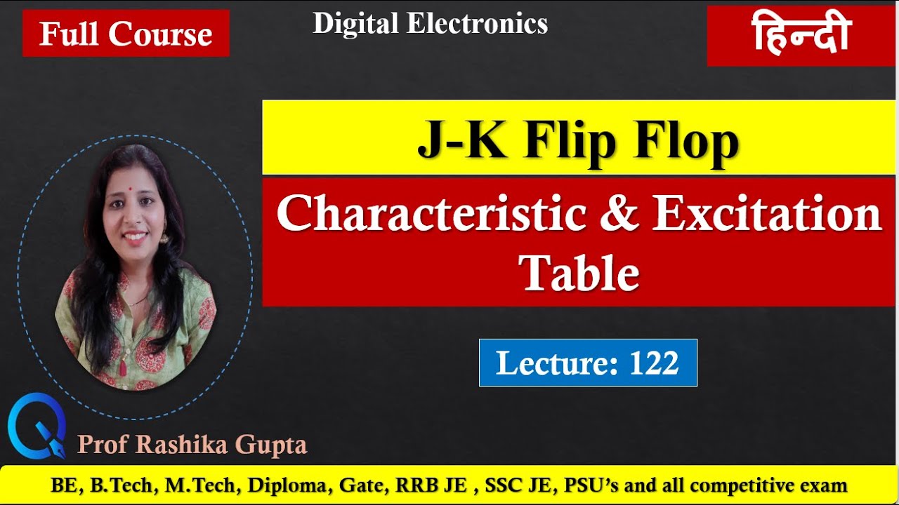 #122 JK Flip-Flop : Characteristic and Excitation Table  (Hindi)