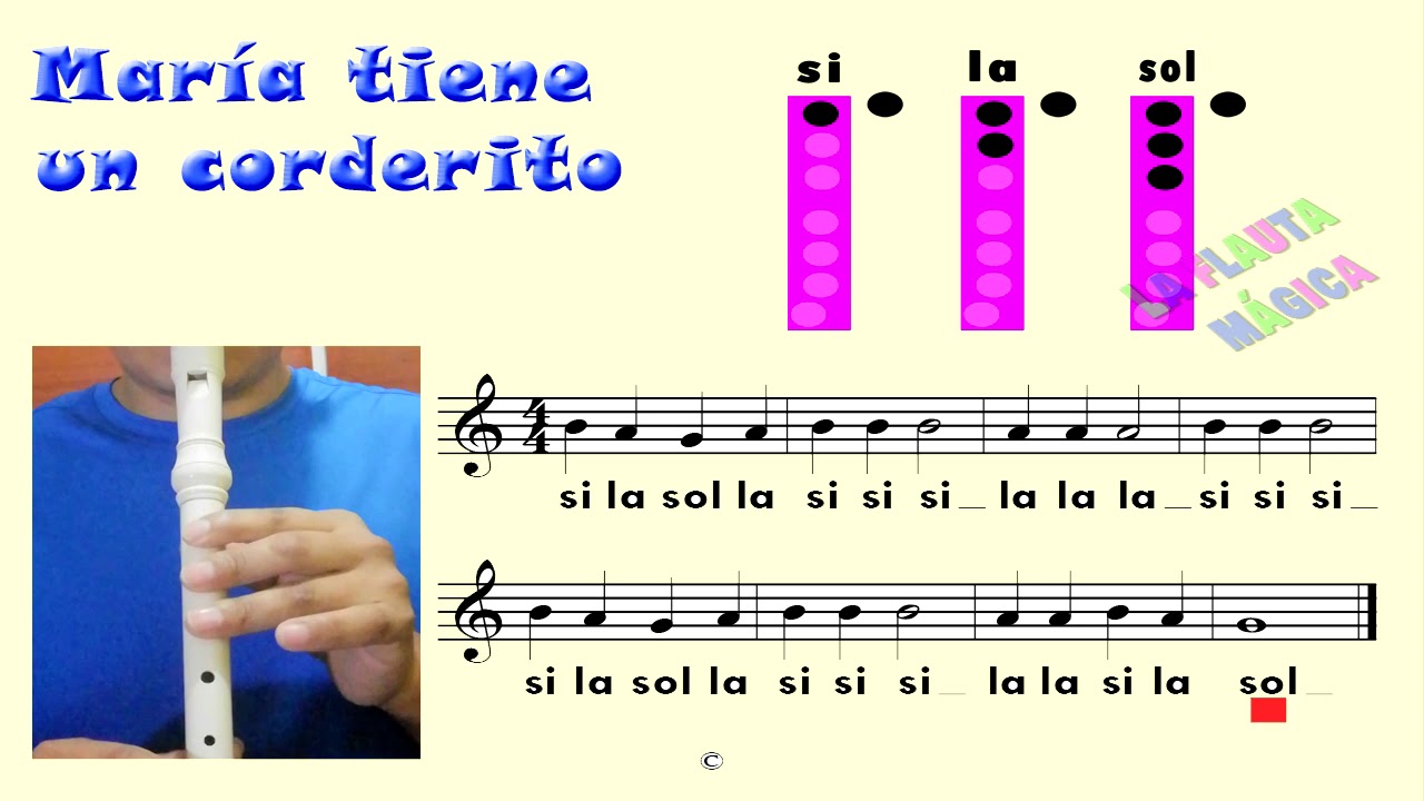 Canción fácil con 3 notas para flauta dulce: María tiene un corderito