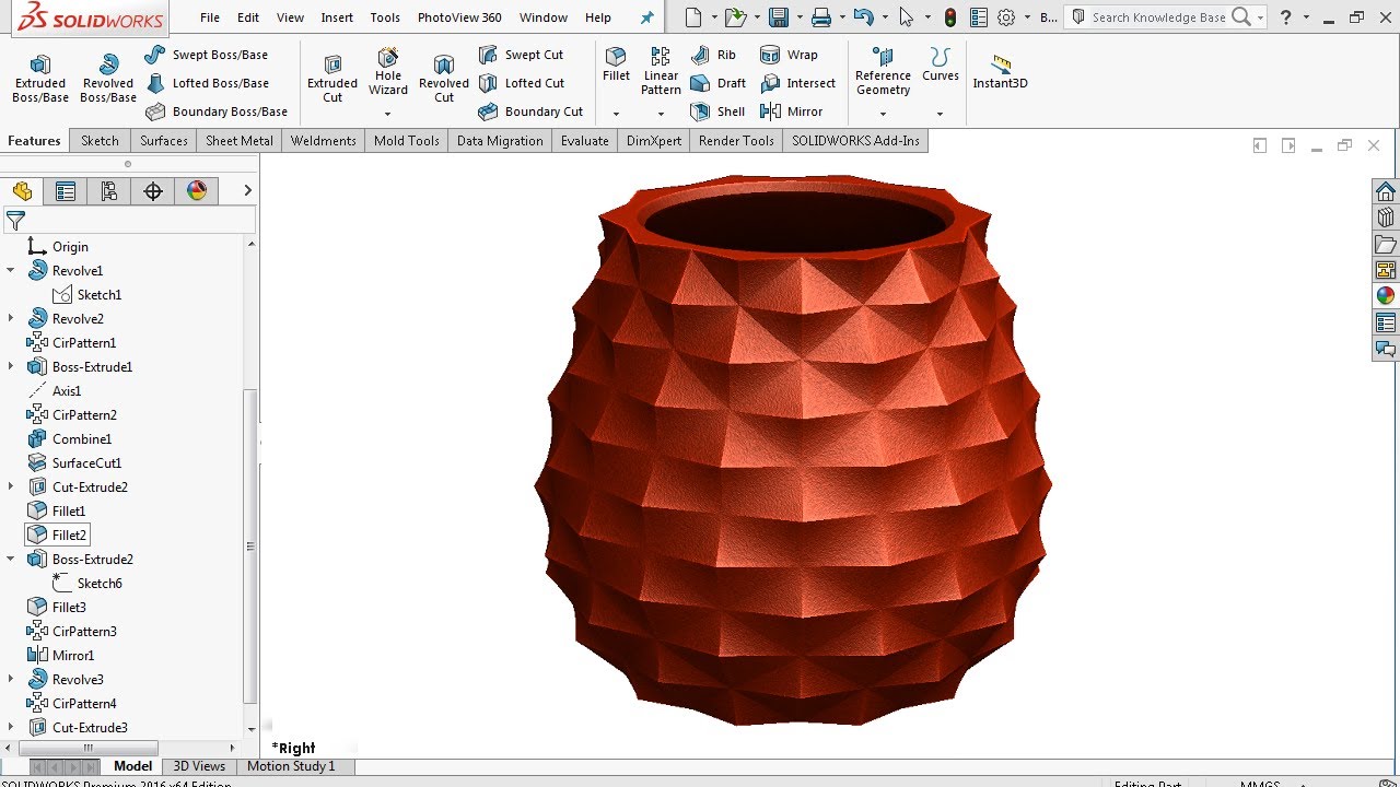 Ваза для печати — учебное пособие по SolidWorks