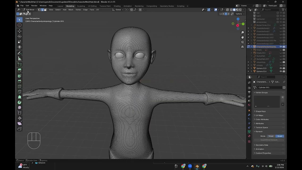 Blender — Видео 4 о стилизованных персонажах — Инструменты ретопологии с использованием Quadriflo...