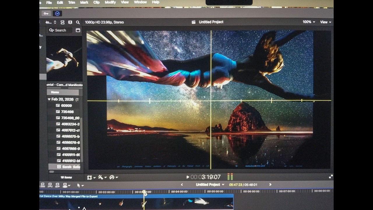 Sarah Aerial Dance Merged with Milky Way Starry Sky at Cannon Beach - Video Test Copy March 5 2026