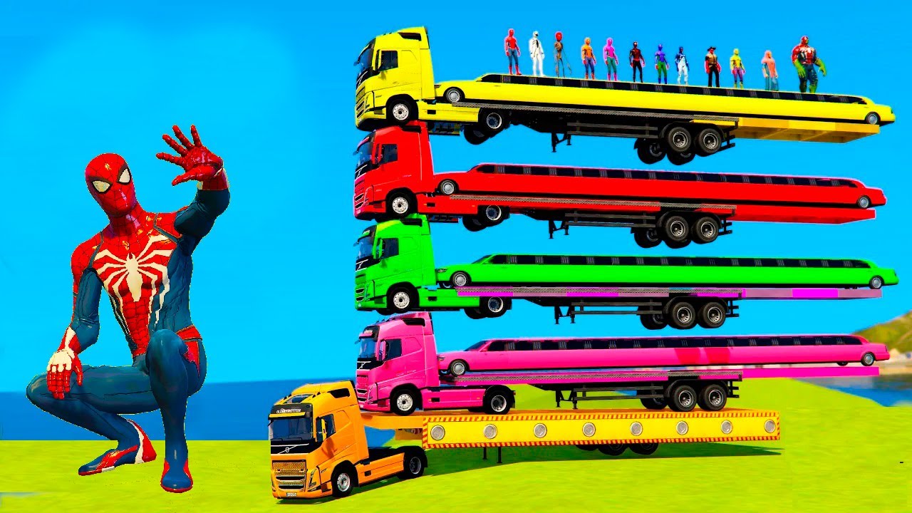 GTA V: Spider-Man and Crew Transporting Massive Vehicles in Style!