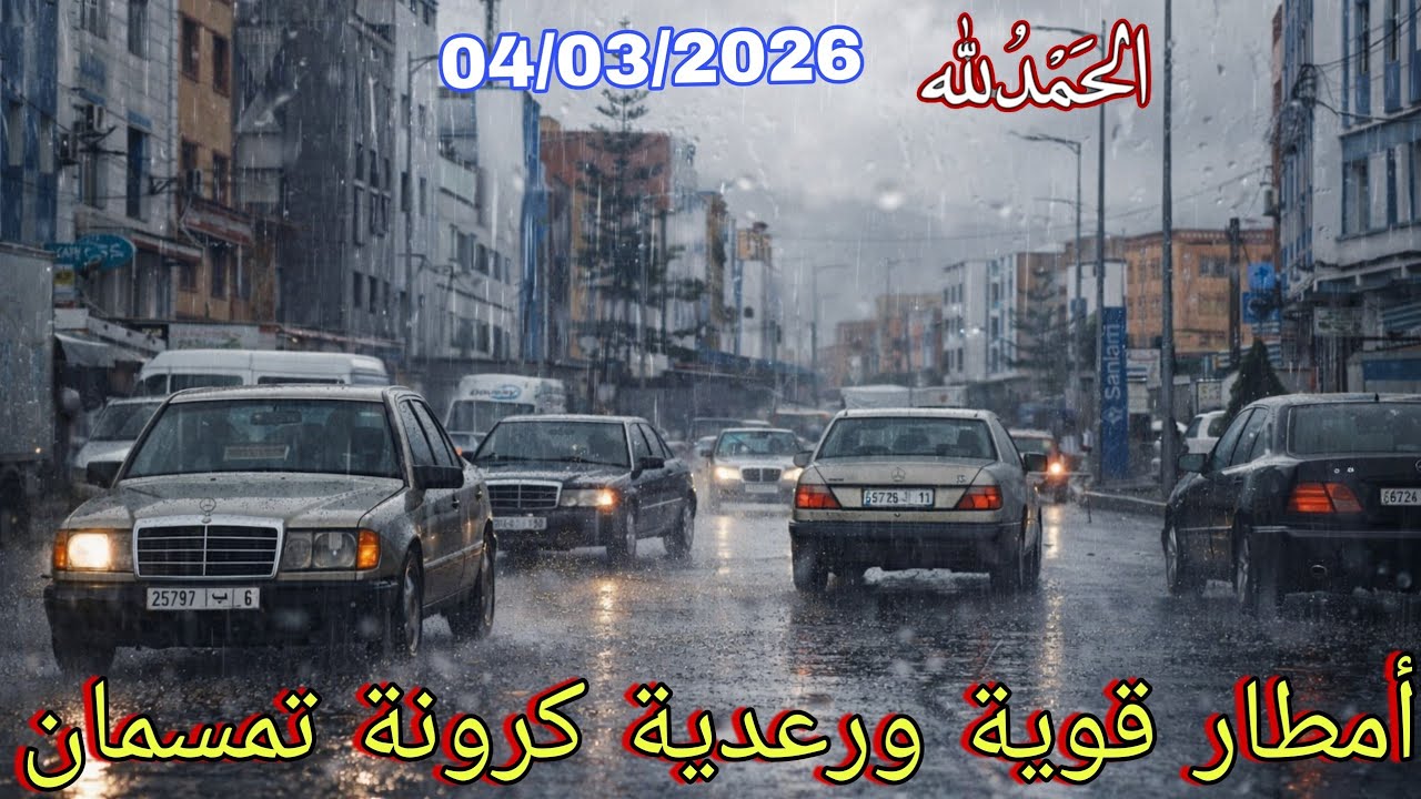 🚨الآن أمطار قوية ورعدية بكرونة تمسمان📍 في أجواء رمضانية استثنائية🤲الحمد لله 🌧