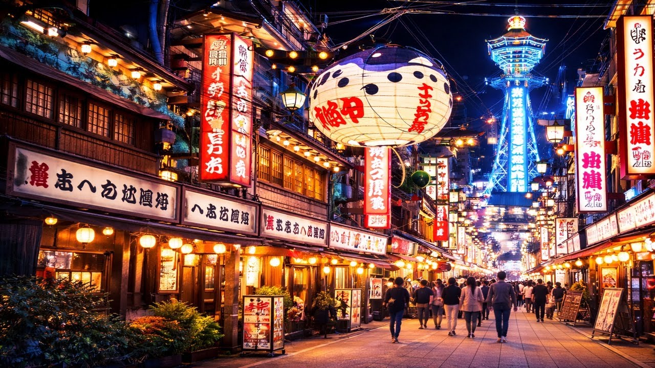 4K-HDR Shinsekai Night Walk 🌙 | Osaka Street Life After Dark #japan #4k #nightwalk #walking