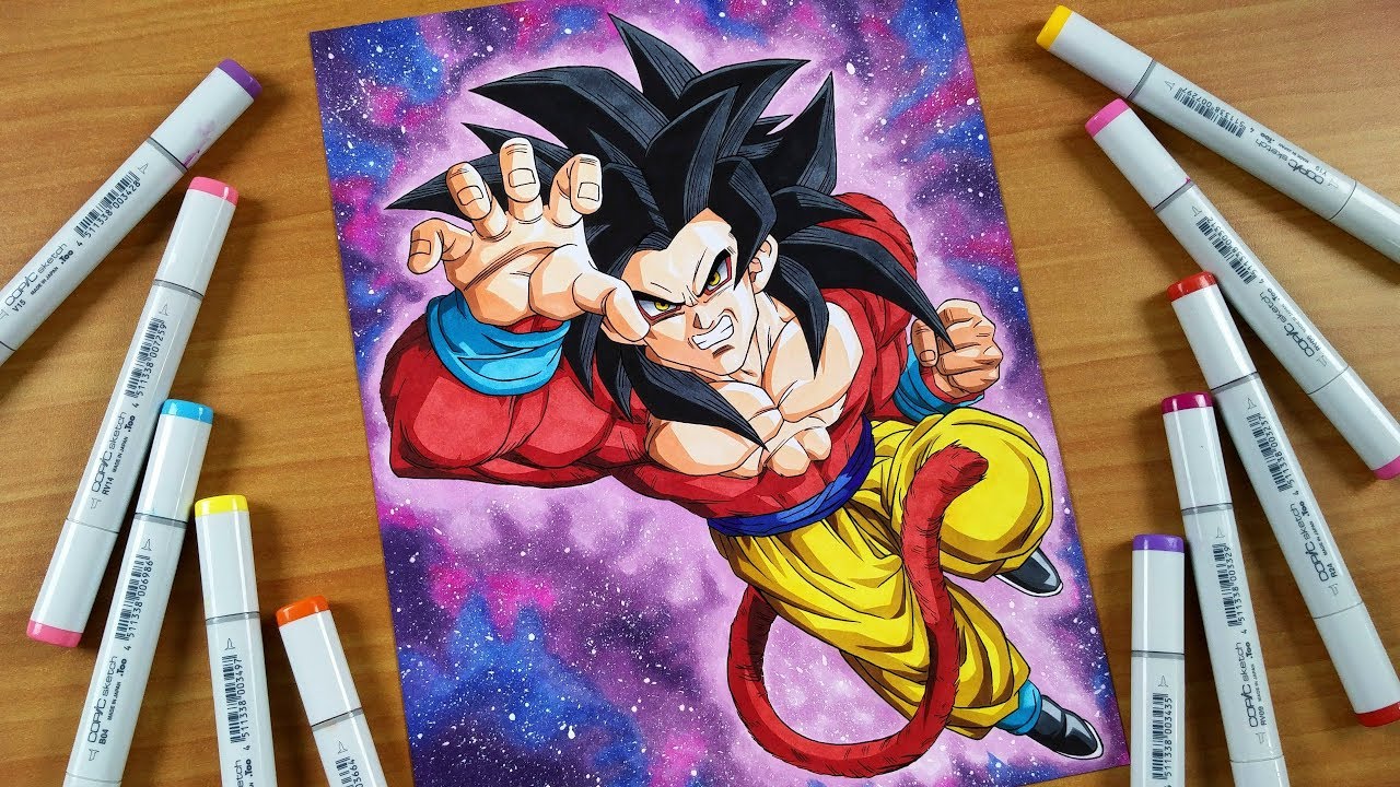 Drawing Goku SSJ4 with Galaxy Background (I Spent a WEEK on this) - Dragonball GT