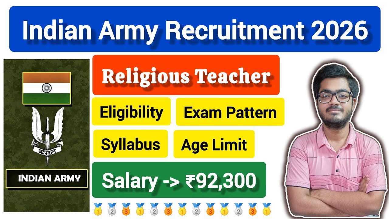 Indian Army Religious Teacher Recruitment 2026 || JCO Dharmik Shikshak Vacancy || Salary ₹92,300 ||