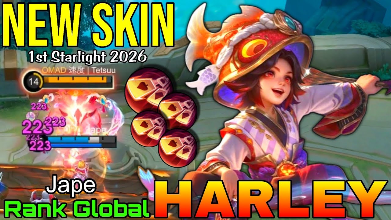 Dreaming Koi Harley New STARLIGHT Skin Gameplay - Top Global Harley by Jape - Mobile Legends