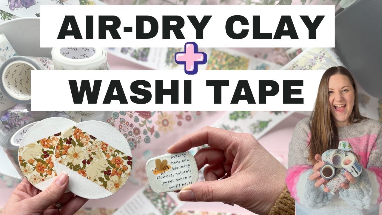 Air Dry Clay + Washi Tape Tutorial (making coasters and magnets - beginners craft tutorial)