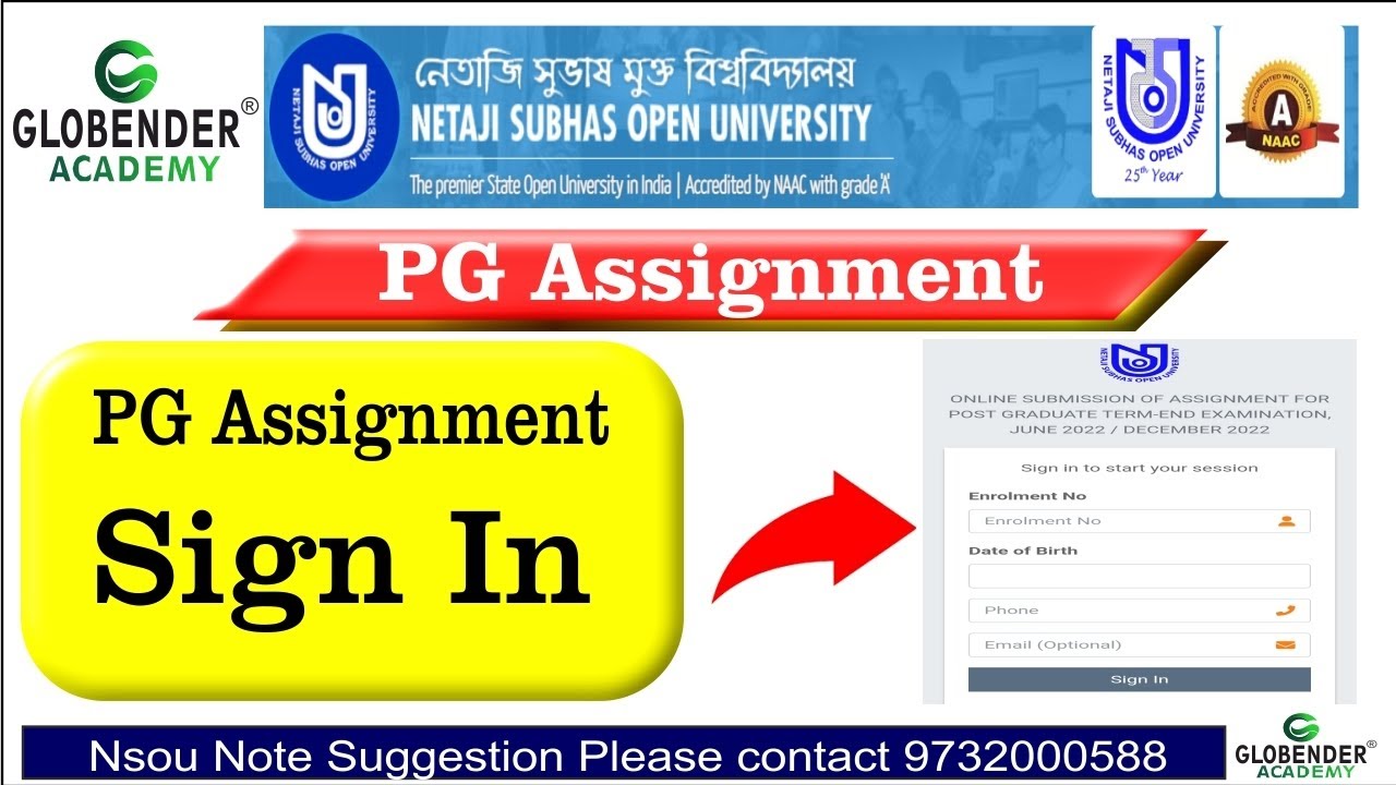 Nsou PG Assignment Sign in || PG Assignment Login || Sign in Problem || Login Problem Netaji PG