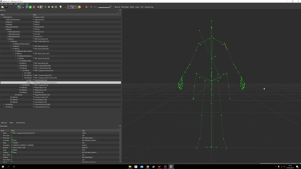 How to edit Skeleton nif with Nifskope
