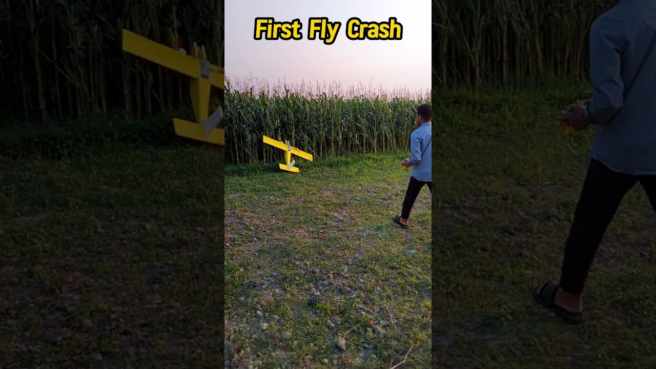 First Fly Crash Rc plane #flywithrcr #rchobby #rcplane #banglarc #fsi6 #servomotor #bldcmotor #diy