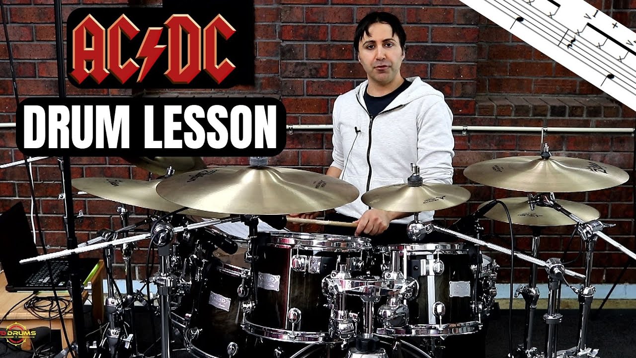 Как играть Thunderstruck группы ACDC на барабанах — Урок игры на барабанах
