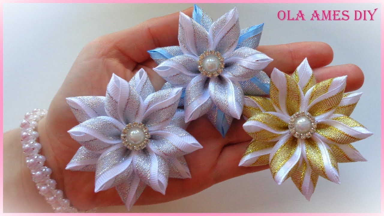 В них Можно Влюбиться😍 ПРОСТЫЕ и КРАСИВЫЕ Цветы из Узкой Ленты/Ribbon Flowers/Flor de fitas/Ola ameS