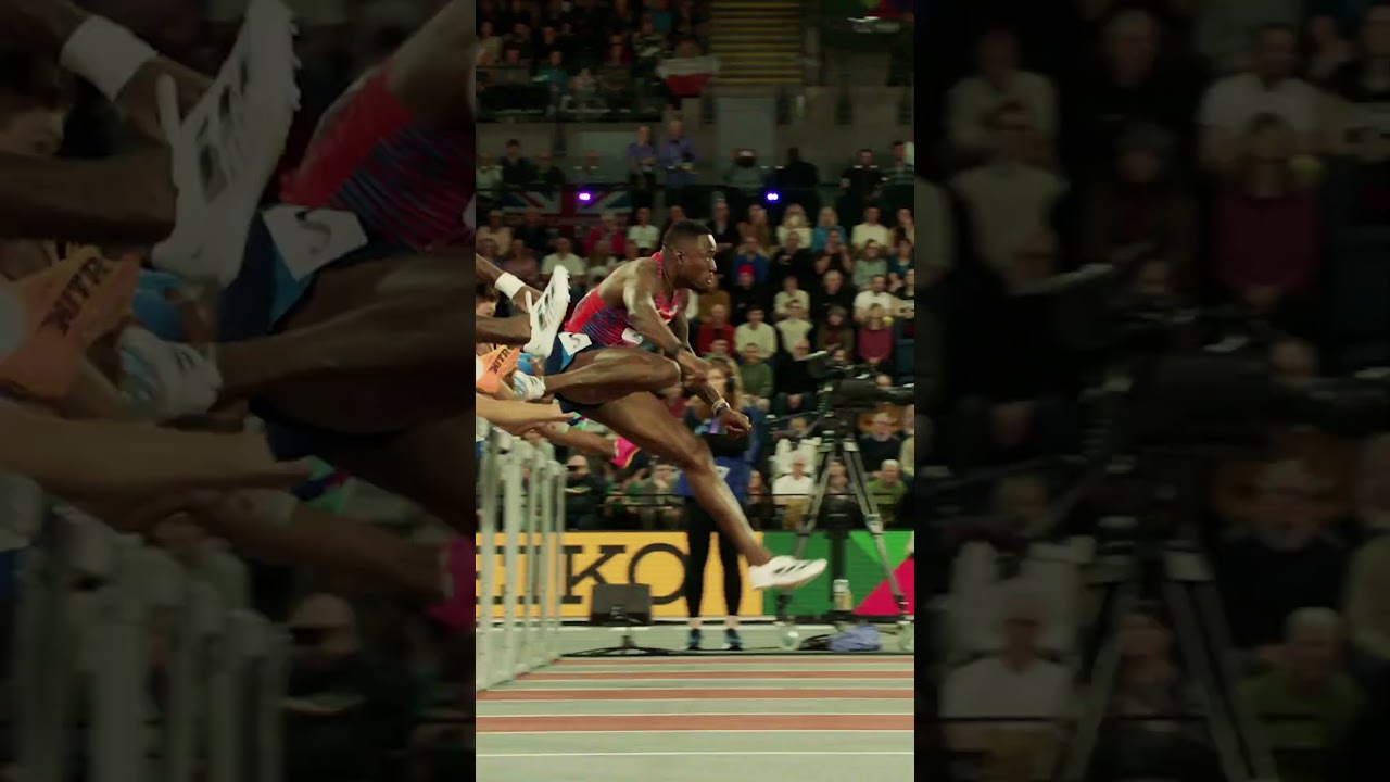 Grant Holloway is unstoppable 😮&zwj;💨 #usa #hurdles #running #sports #worldindoorchamps