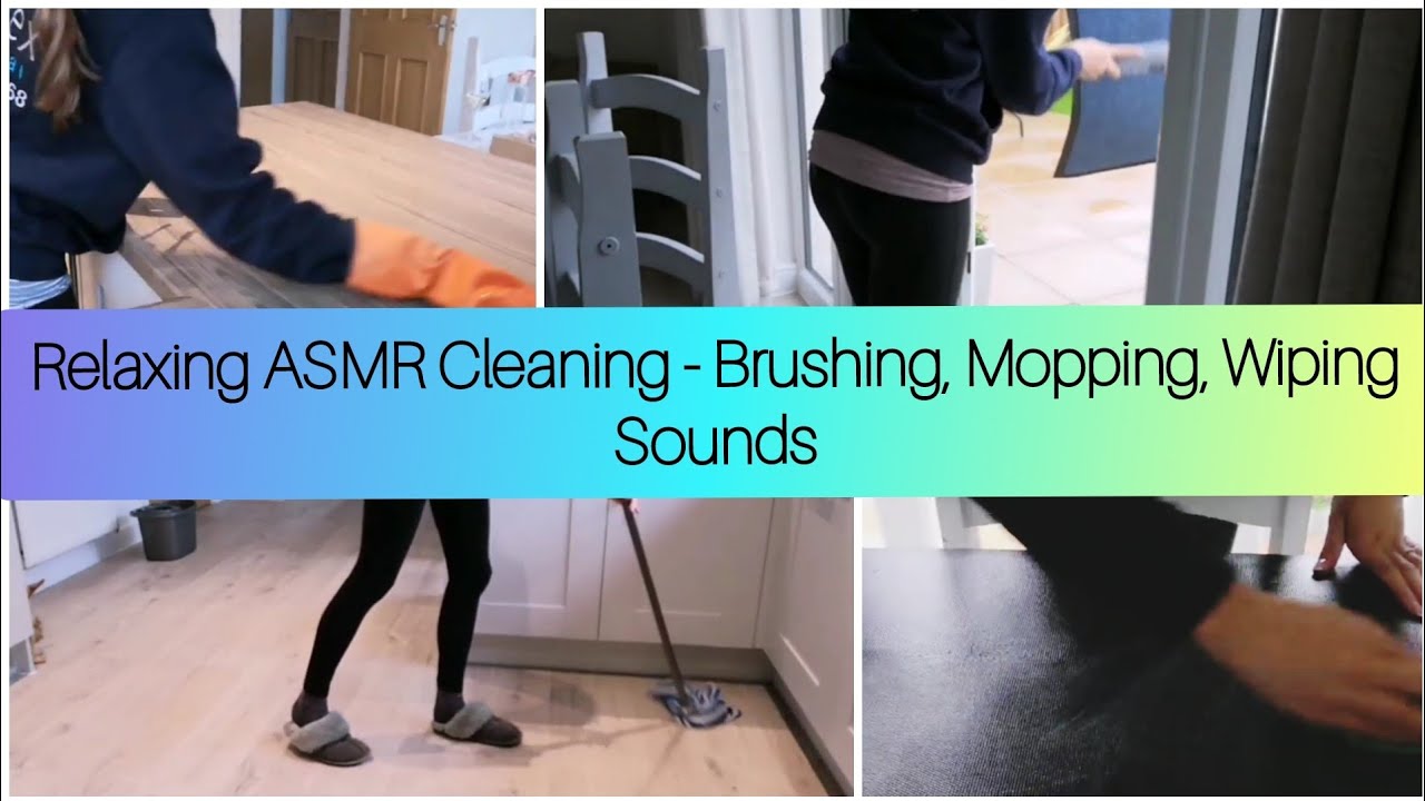 ASMR - Household Cleaning - Brushing, Mopping, Wiping Kitchen Surfaces No Talking