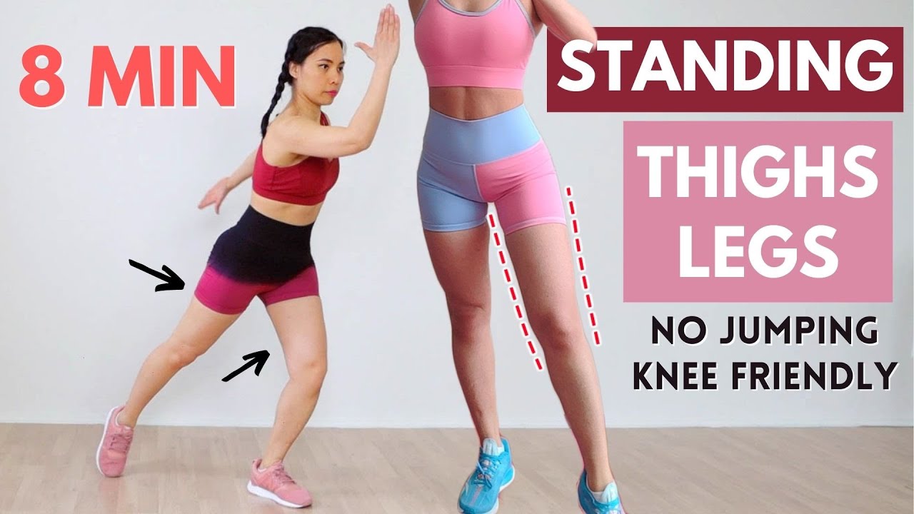 SLIMMER THIGHS + LEGS STANDING WORKOUT, knee friendly, no jumping. Beginner fat loss workout