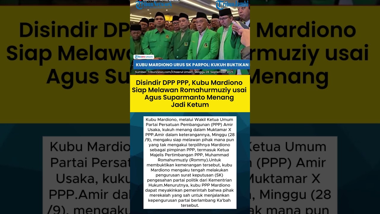 Disindir DPP PPP, Kubu Mardiono Siap Melawan Romahurmuziy usai Agus Suparmanto Menang Jadi Ketum
