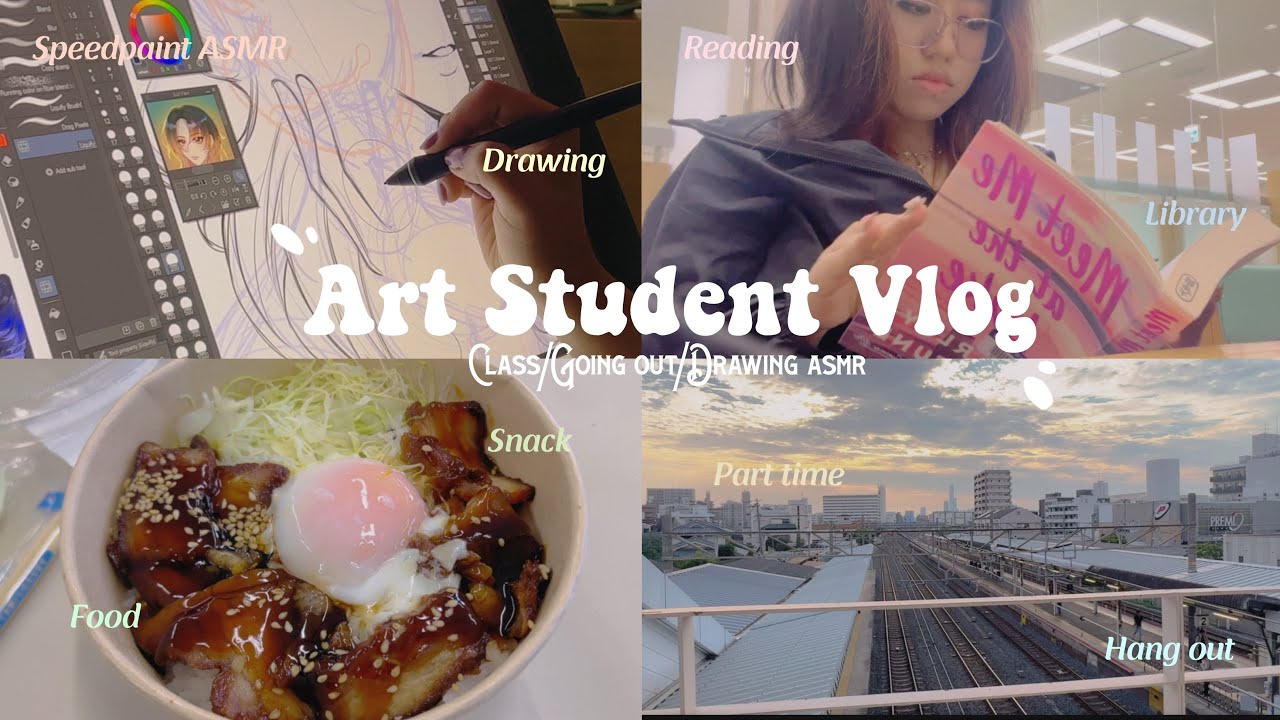 ·˚ ༘₊·꒰➳: ̗̀➛ Art Student in Japan Vlog // Art speedpaint ASMR