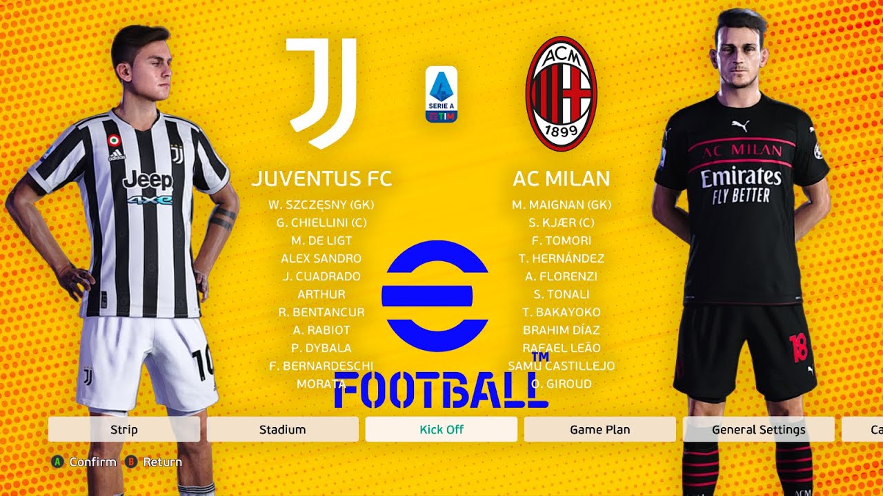 Juventus vs Milan | Serie A | PES 2021 eFootball Match | Dybala vs Ibrahimovic, Giroud