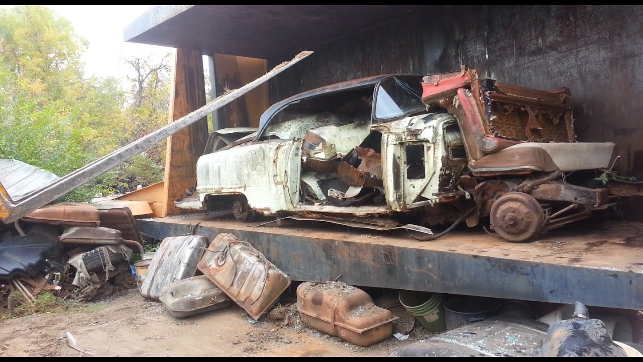 car crusher crushing cars 12 1956 cadillac coupe deville
