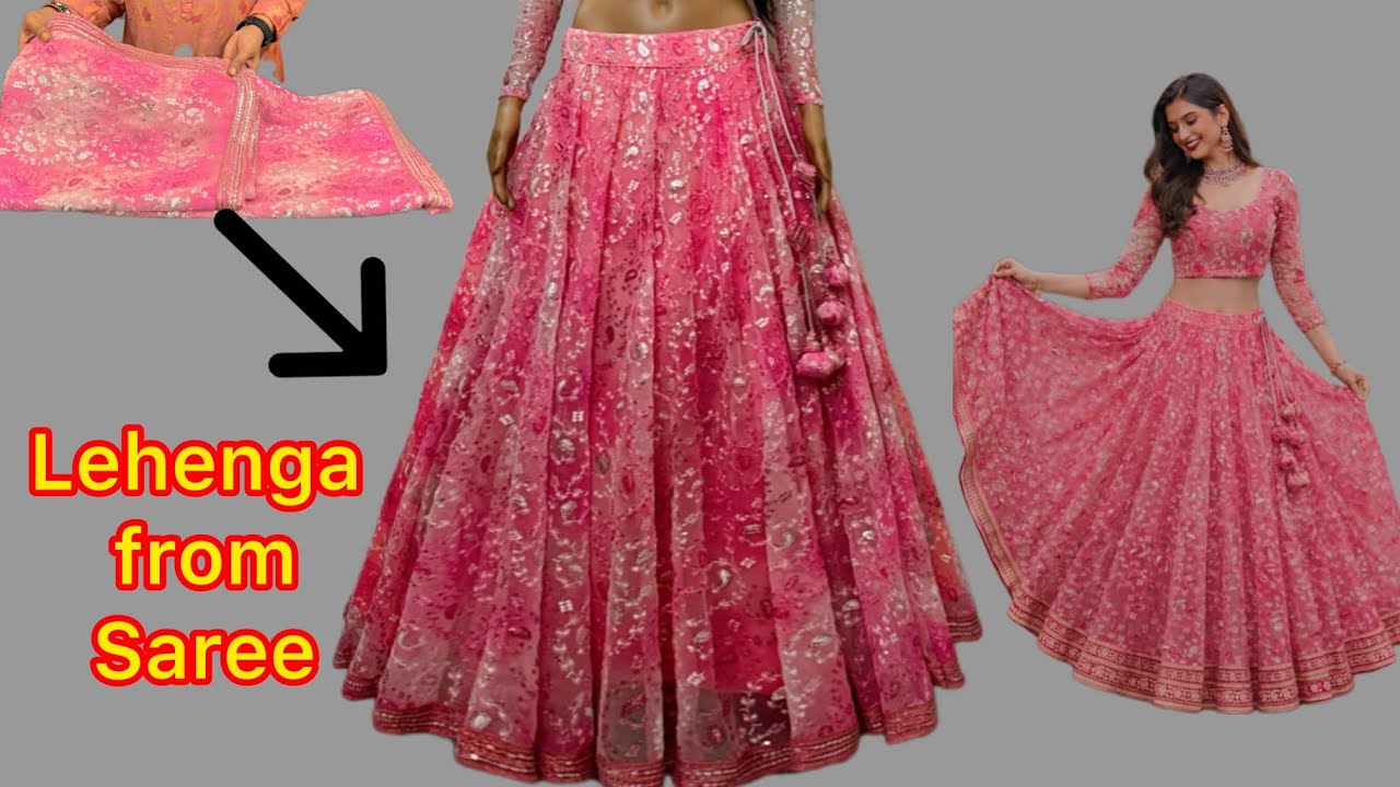 Convert saree into Lehenga cutting &stitching full tutorial ￼/saree, reuse ￼