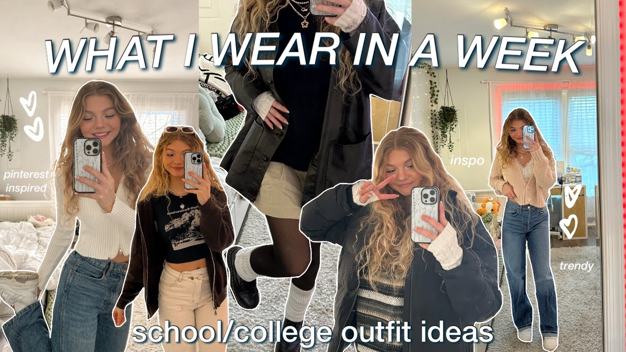 WHAT I WEAR IN A WEEK: school outfit ideas 2023!! pinterest inspired, spring & winter outfits