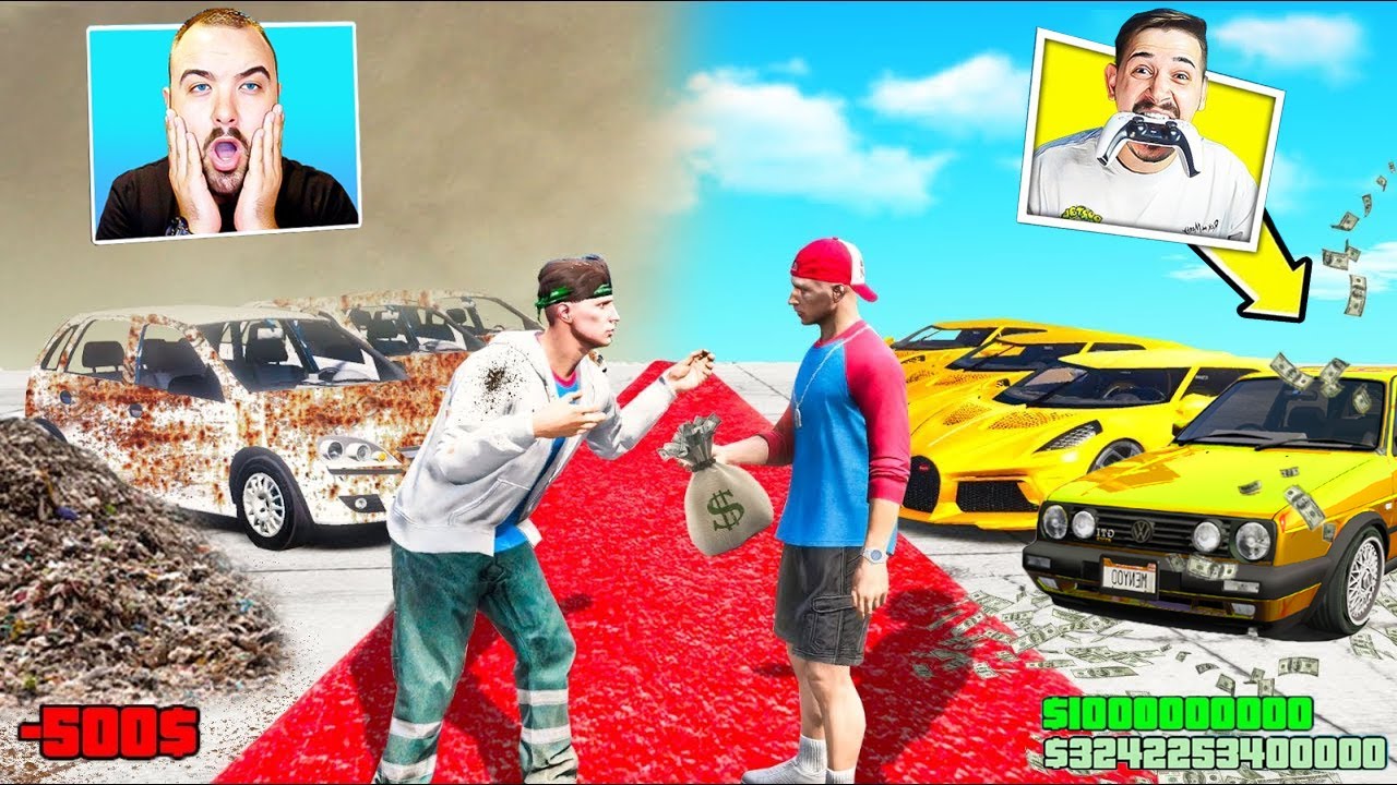 SIROMAŠNI YOUTUBER PROTIV BOGATOG YOUTUBERA U GTA 5!! 💸🎮🔥 (Auto od kartona!🤣)
